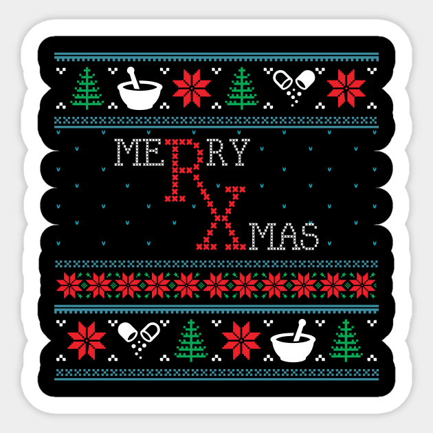 Funny Pharmacist Pharmacy Ugly Christmas Xmas Pharmacist Sticker TeePublic